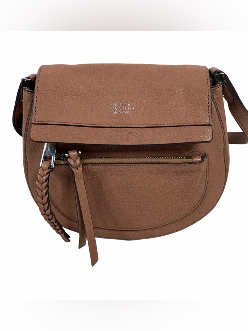 Vince Camuto Blush Pink Leather Crossbody Saddle Bag